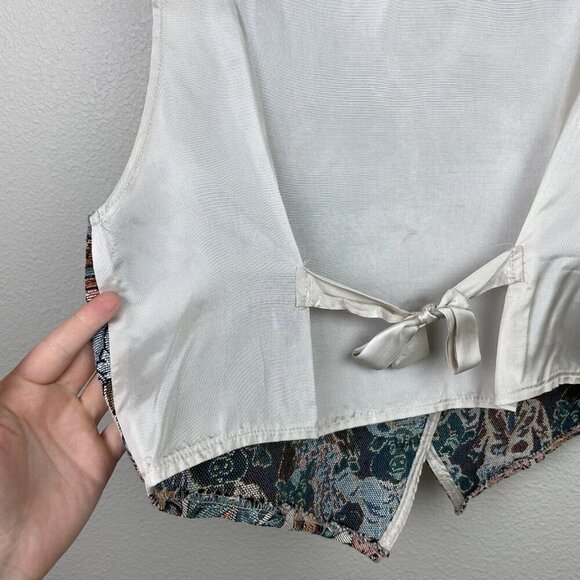 Vtg Facets By Mirrors Men's Medium Pig Print Tapestry Vest Quirky Piggy Button - Picture 13 of 16